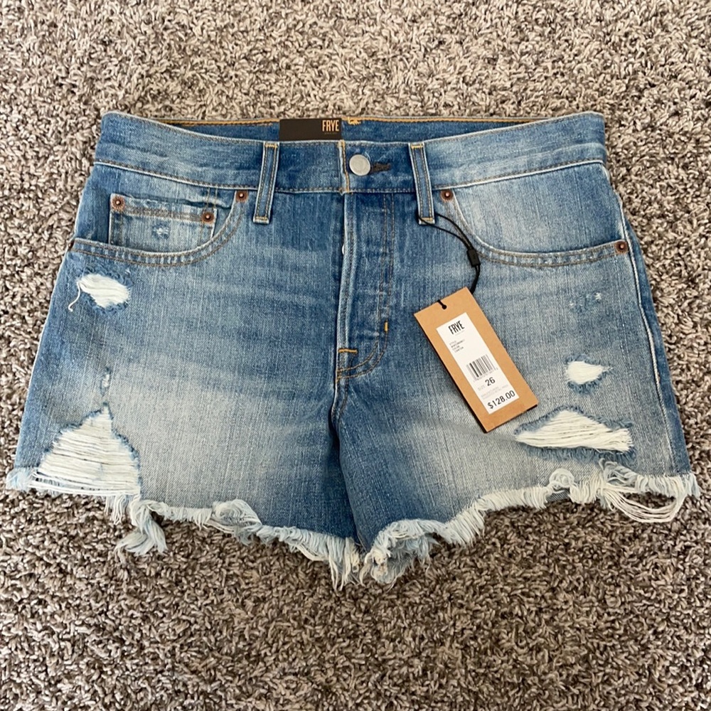 Frye denim cutoffs.